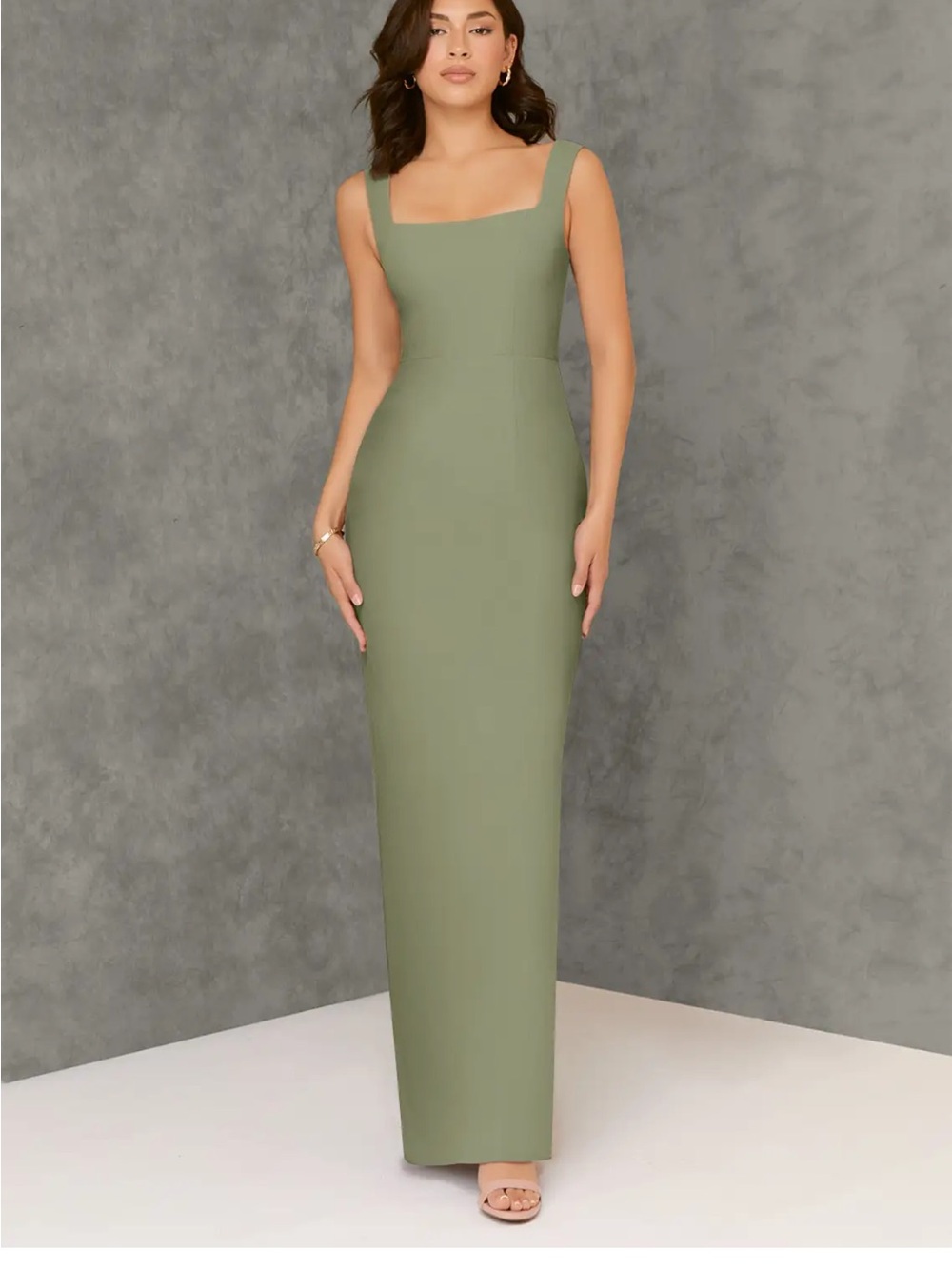Azazie Pistachio Square-Neck Maxi Dress